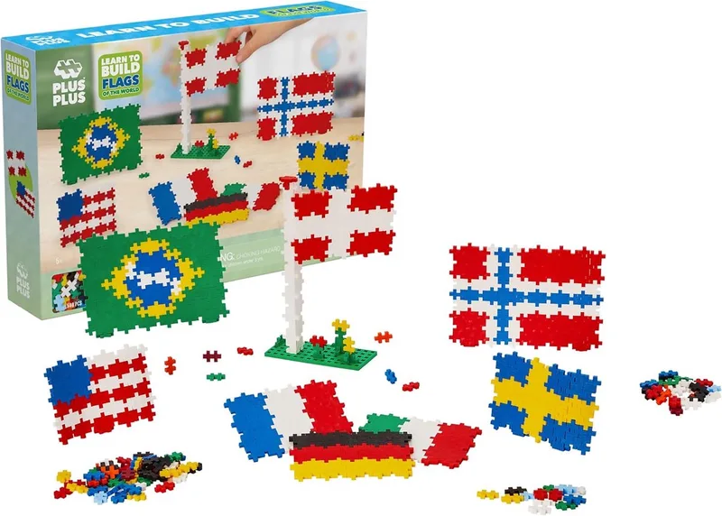 Learn to Build Landen & Vlaggen 700 delige bouwset - 3932 - Bouwspeelgoed - Constructiespeelgoed - Set met bouwstenen - Vanaf 5 jaar von Plus-Plus in Vlaggen van de wereld – Produktfoto