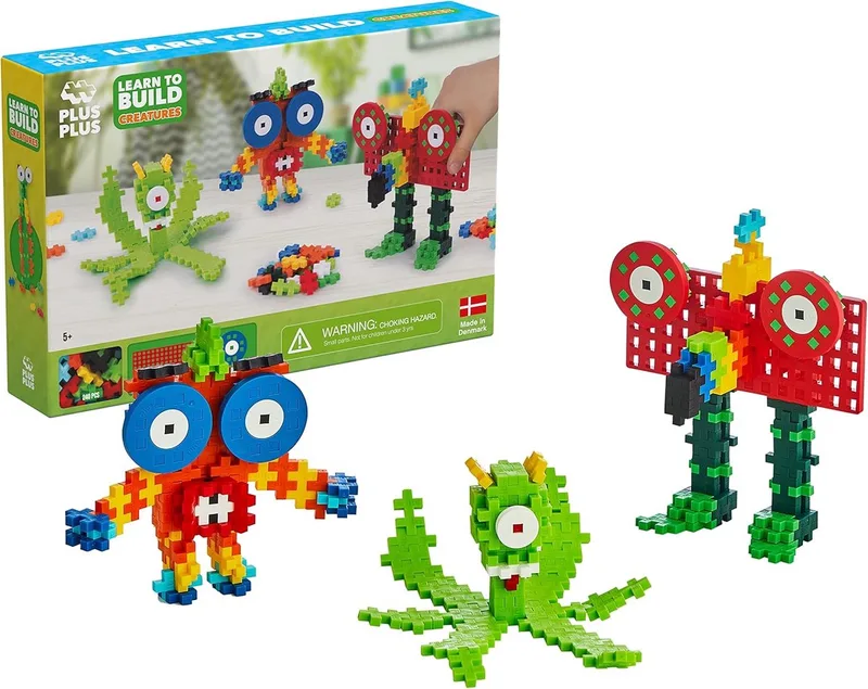 Learn to Build monsters 240 delige bouwset - 3907 - Bouwspeelgoed - Constructiespeelgoed - Set met bouwstenen - Vanaf 5 jaar van Plus-Plus in Coole wezens – productfoto
