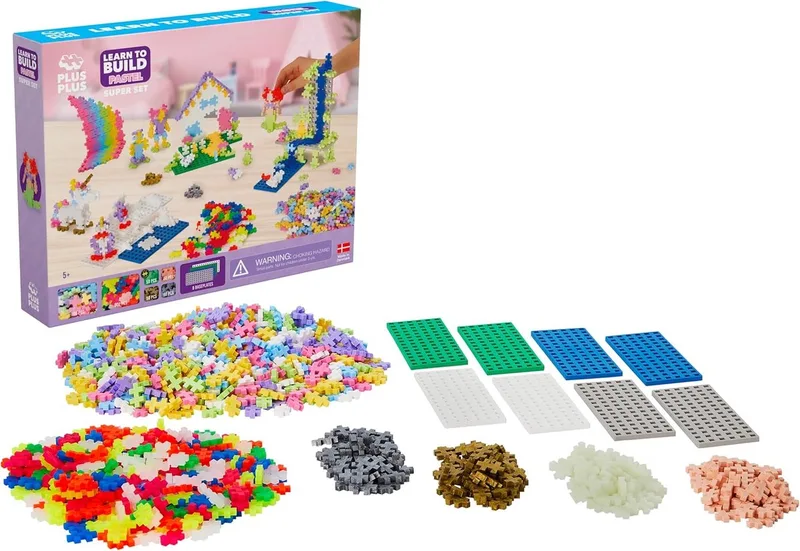 Learn to Build pastel 1200 delige bouwset - 3812 - Bouwspeelgoed - Constructiespeelgoed - Set met bouwstenen - Vanaf 5 jaar von Plus-Plus in Superset Lila Pastel – Produktfoto