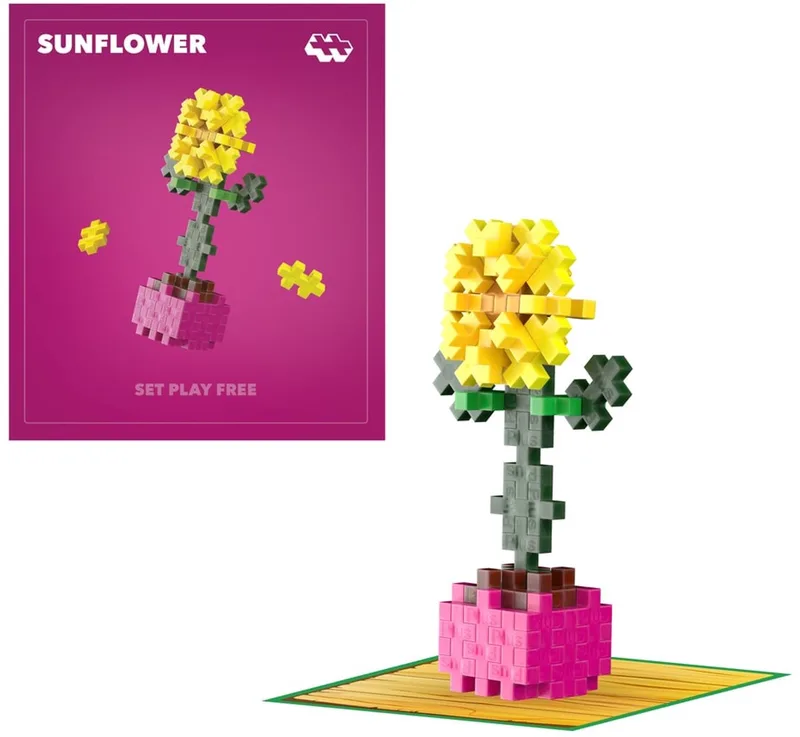 Plant Pack Bloem 4340 - Botanical Bouwspeelgoed - Constructiespeelgoed - Set met 50 bouwstenen - Vanaf 5 jaar von Plus-Plus in Zonnebloem – Produktfoto
