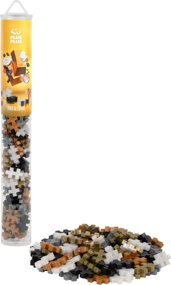 Treasure Schat mix 100 delige bouwset Tube - 4320 - Bouwspeelgoed - Constructiespeelgoed - Set met bouwstenen - Vanaf 5 jaar de Plus-Plus en Goud – photo du produit