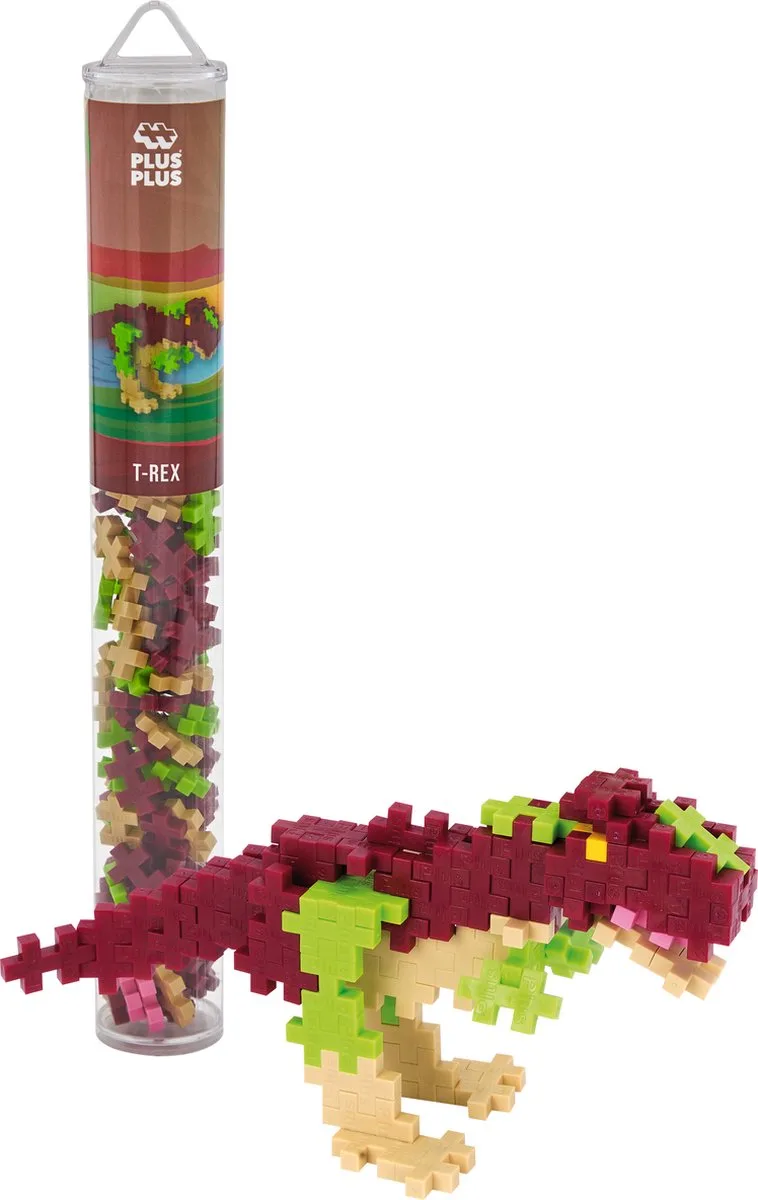 Tube Dinosaurus 100 delige bouwset - 4200 - Bouwspeelgoed - Constructiespeelgoed - Set met bouwstenen - Vanaf 5 jaar by Plus-Plus in T-Rex – product photo