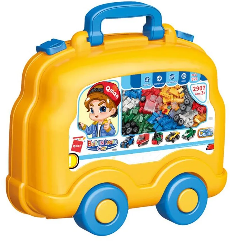 Qman 2907 - Creative Builder Serie - Build N Learn Car van Qman in Geel – productfoto