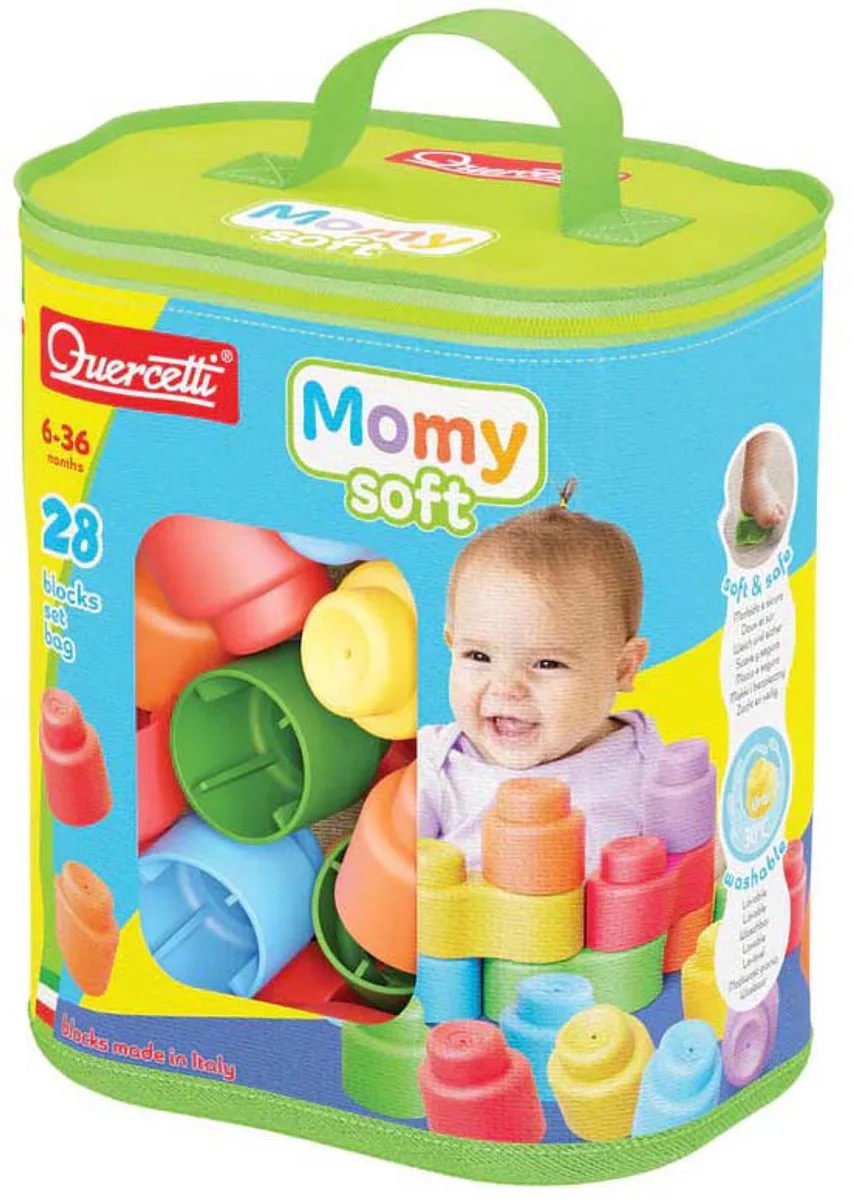bouwblokken Momy Soft - 28 stuks - kleurrijk baby speelgoed. von Quercetti in Mehrfarbig – Produktfoto