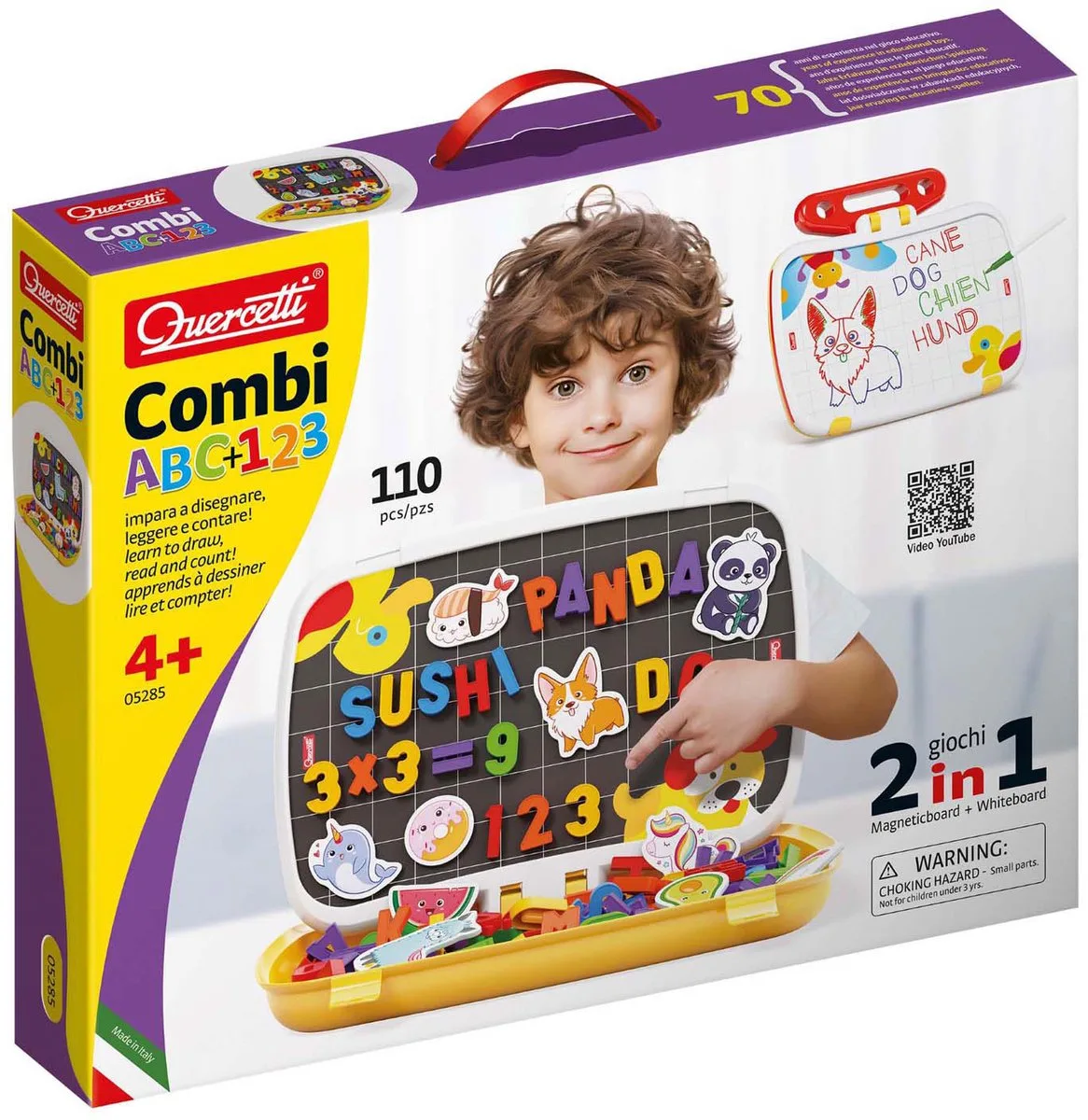 magneetbord incl. hoofdletters ABC + cijfer magneten, 120dlg. by Quercetti in Multicolour – product photo