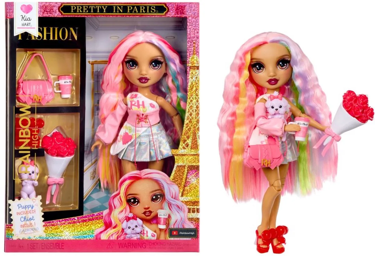 Pretty in Paris-modepop (zachtroze) van 28 cm met statementoutfit, stijlvolle handtas, speelgoed of cadeau voor meisjes, kinderen van 4-12 jaar från Rainbow High i Kia Hart – produktbild