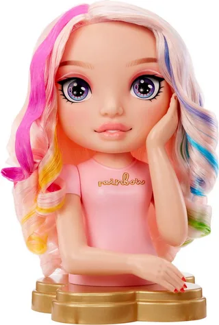 Stylinghoofd en 4-in-1-speelset met Bella-pop van 33 cm, uitwasbare haarcrèmes, nagellak, haarborstel en haarkleurtool. Stylen! Kleuren! Lakken! Ook voor jou! Uitwassen en herhalen. Creatief 4-12+ van Rainbow High in Meerkleurig – productfoto 3 van 5