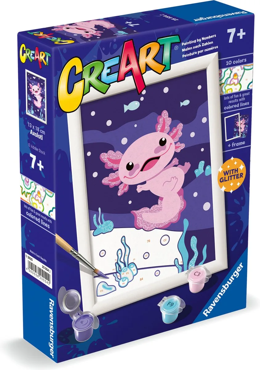 CreArt - Axolotl - Schilderen op Nummer voor Kinderen de Ravensburger en Multicolore – photo du produit