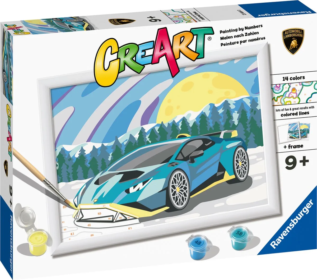 CreArt Blue Lamborghini - Schilderen op nummer voor kinderen de Ravensburger en Multicolore – photo du produit