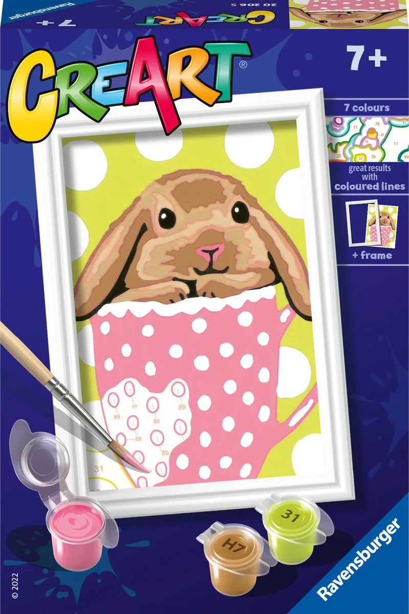 CreArt Bunny Cup - Schilderen op nummer voor kinderen by Ravensburger in Multicolour – product photo