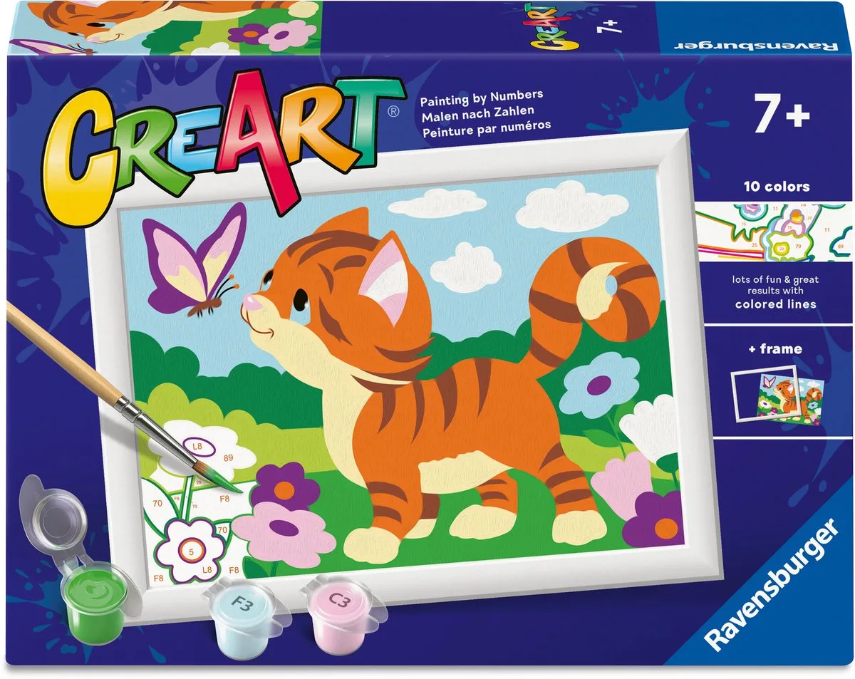CreArt: Cat with Butterfly – Schilderen op Nummer van Ravensburger in Meerkleurig – productfoto
