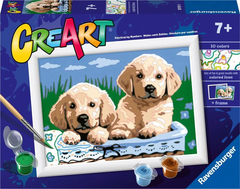 CreArt Cute Puppies - Schilderen op nummer voor kinderen by Ravensburger in Multicolour – product photo