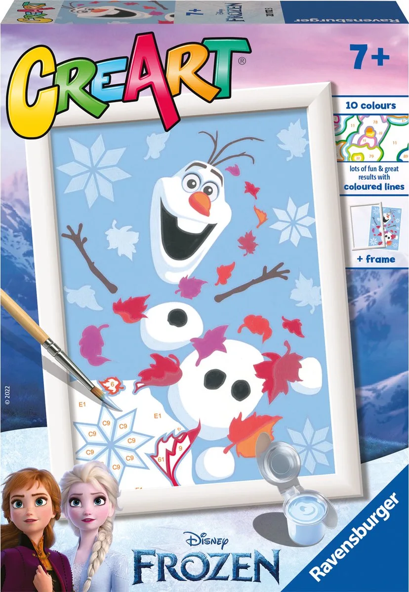 CreArt Disney Frozen Cheerful Olaf - Schilderen op nummer voor kinderen de Ravensburger en Multicolore – photo du produit