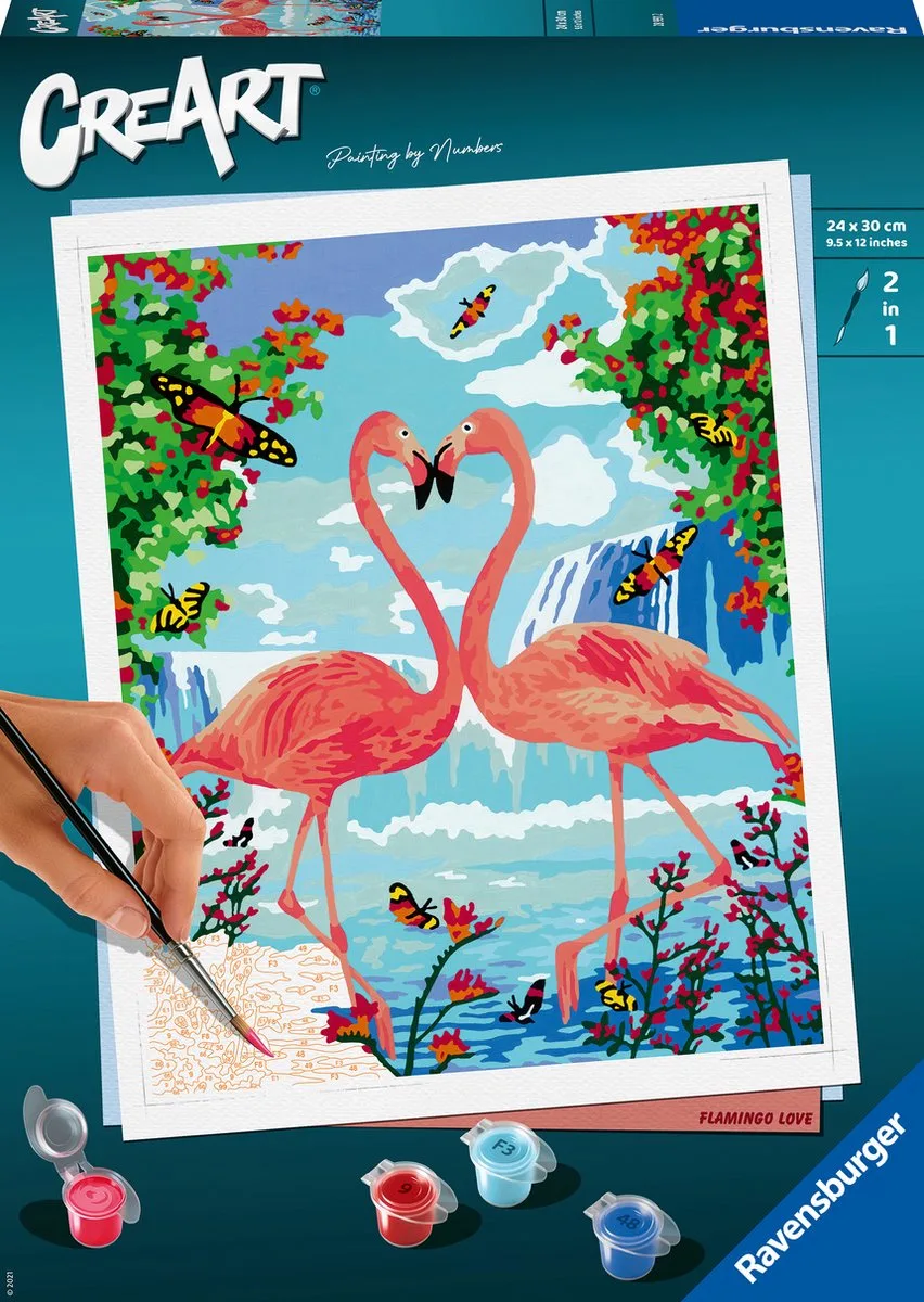 CreArt Flamingo Love - Schilderen op nummer voor volwassenen - Hobbypakket by Ravensburger in Multicolour – product photo