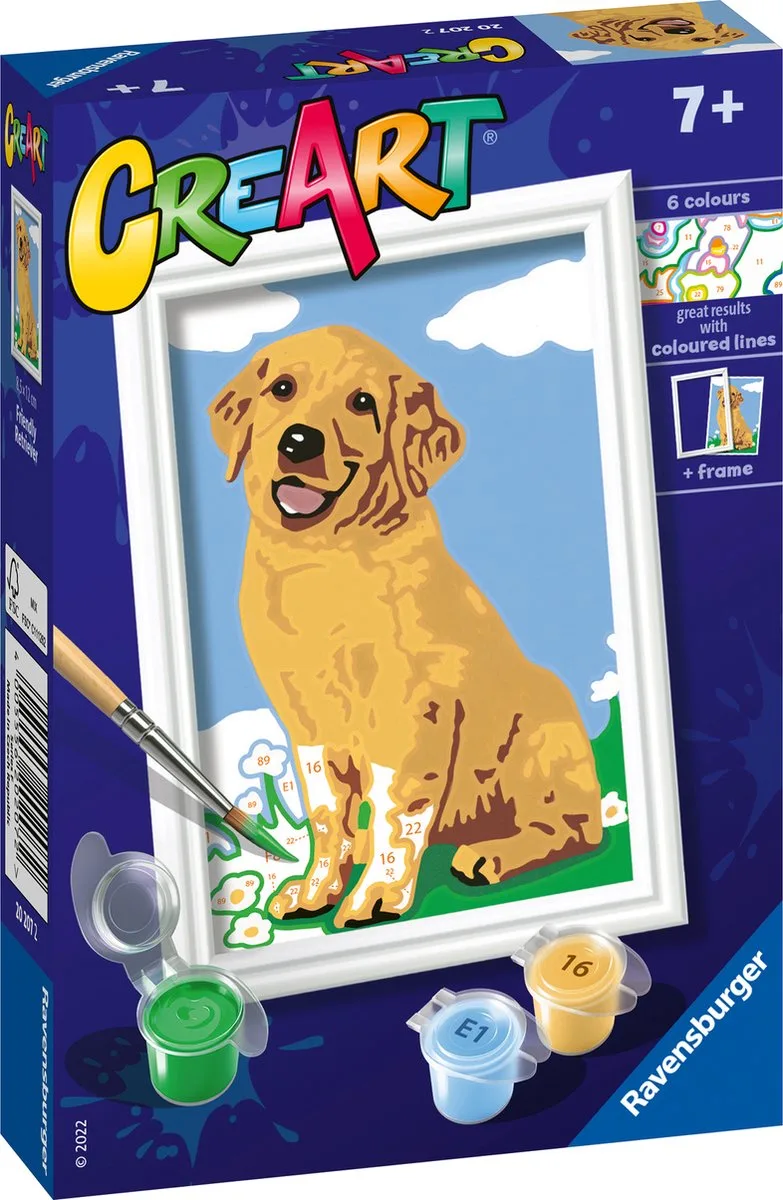 CreArt Friendly Retriever - Schilderen op nummer voor kinderen van Ravensburger in Meerkleurig – productfoto