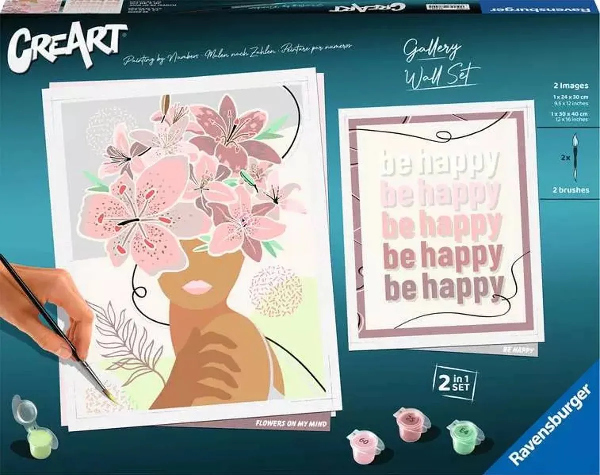 CreArt Gallery Multi-Pack – Schilderen op Nummer – 2 Schilderijen 30 x 40 & 24 x 30 cm – Vanaf 12 Jaar - Voor Volwassenen by Ravensburger in White – product photo