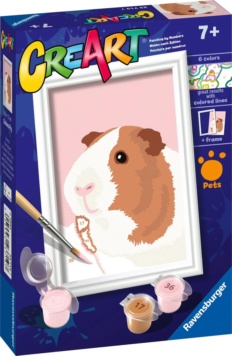 CreArt Guinea pig - Schilderen op nummer voor kinderen fra Ravensburger i Flerfarvet – produktbillede