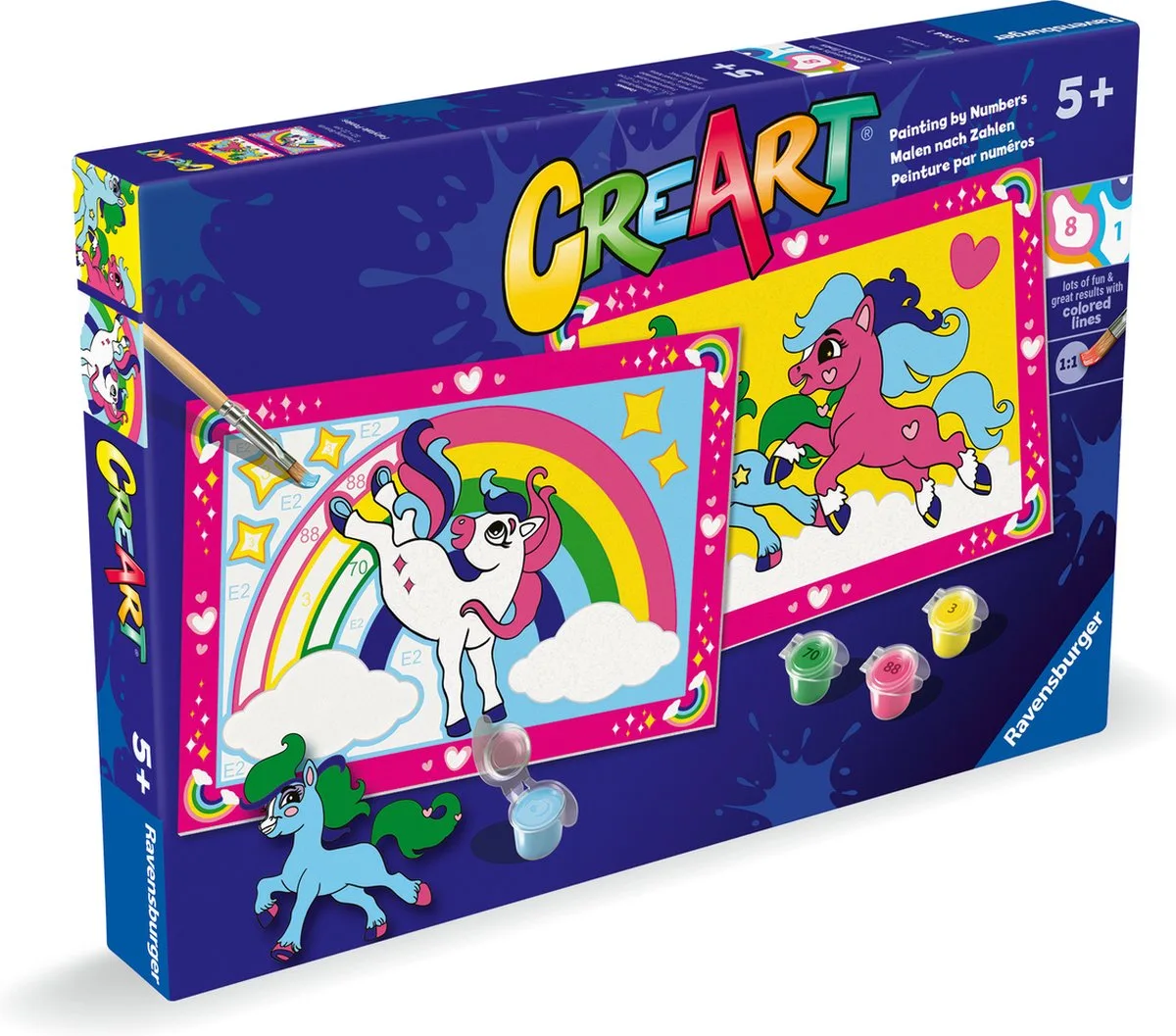 CreArt Junior - Fairytale Ponies - Schilderen op Nummer de Ravensburger en Multicolore – photo du produit