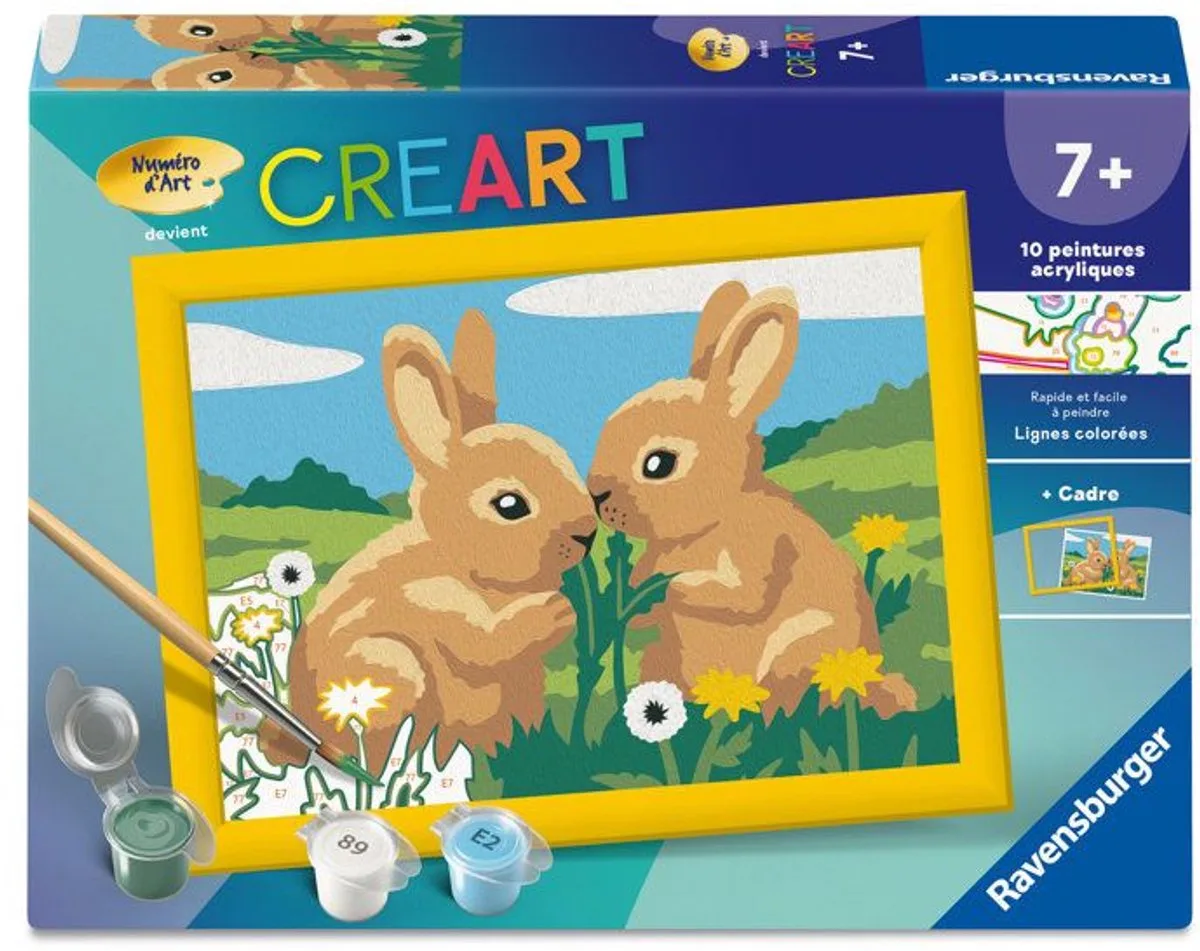 CreArt Kids 13x18cm – Schilderen op nummer – Schattige konijntjes – Schilderen op nummer set – Leeftijd 7+ – 12023216 von Ravensburger in Braun – Produktfoto