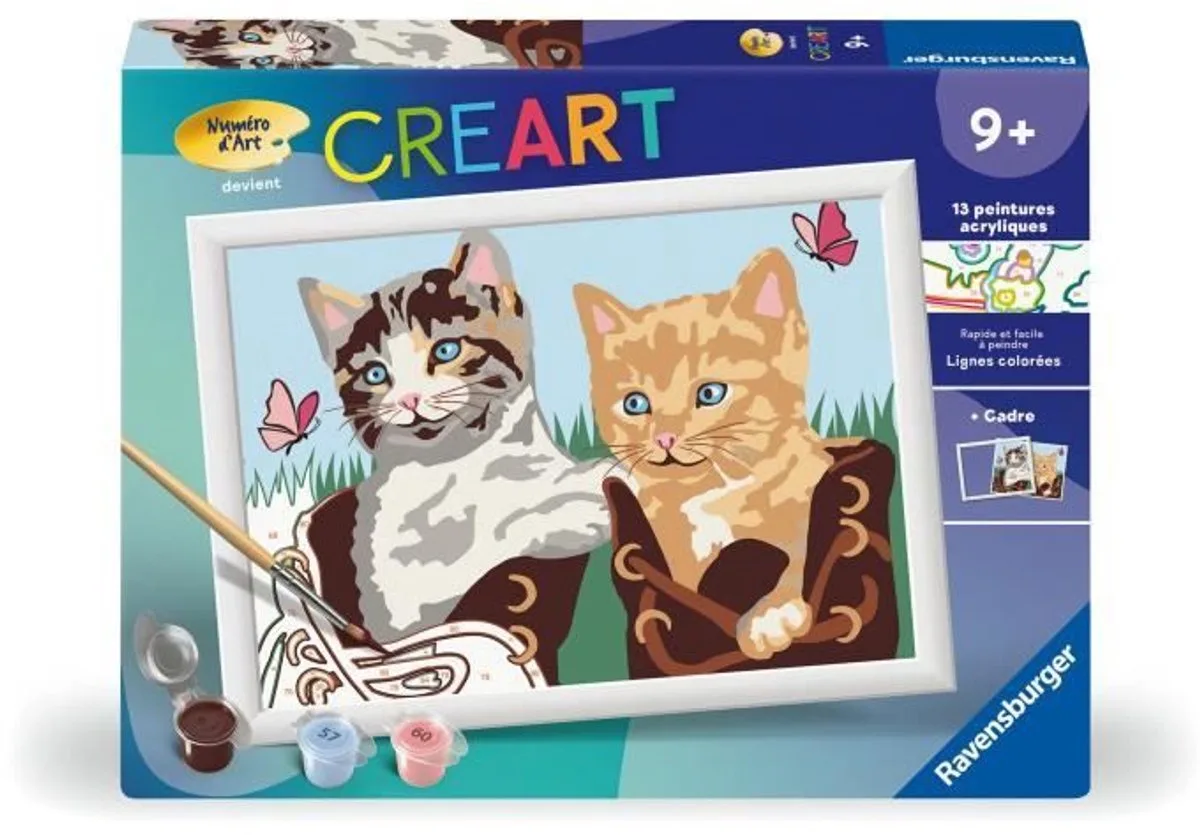 CreArt Kids 18x24cm, Schilderen op nummer, Kittens en schoenen, Schilderen op nummer set, vanaf 7 jaar, 25528, Ravensburger by Ravensburger in Multicolour – product photo