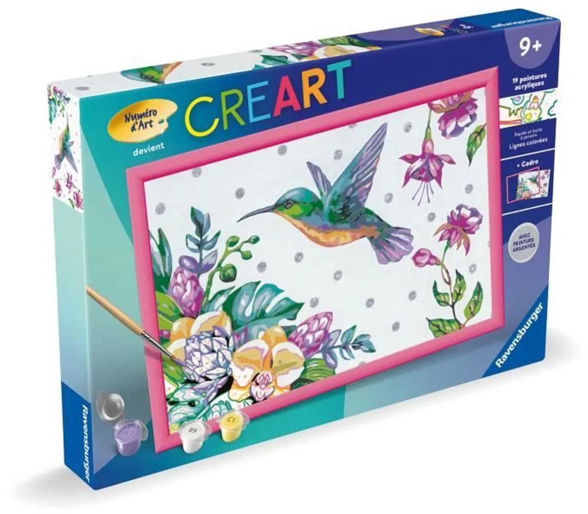 CreArt Kids 31x21cm Kolibrie en Exotische Bloemen, Schilderen op Nummer Kit, Leeftijd 7+, 25851, Ravensburger de Ravensburger en Multicolore – photo du produit