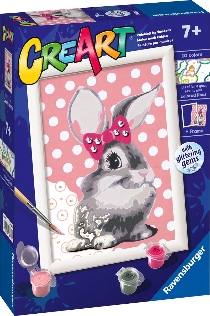 CreArt Konijn met glitter - Schilderen op nummer voor kinderen von Ravensburger in Mehrfarbig – Produktfoto