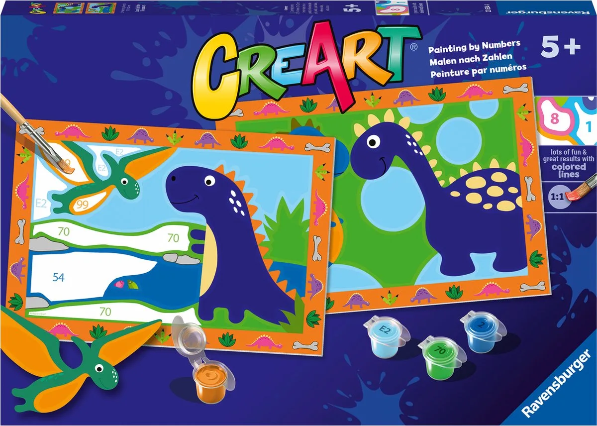 CreArt Land of the Dinosaurs - Schilderen op nummer voor kinderen van Ravensburger in Meerkleurig – productfoto