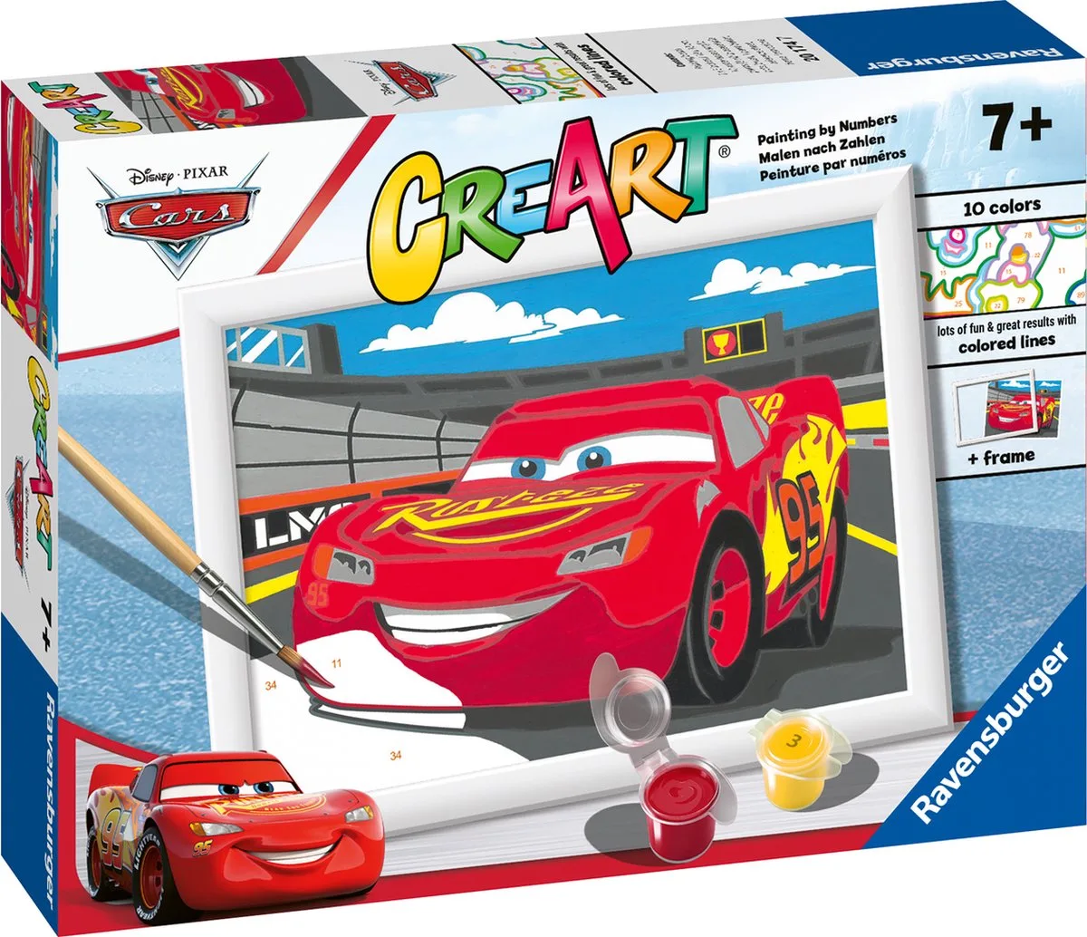 CreArt Lightning McQueen - Schilderen op nummer voor kinderen van Ravensburger in Meerkleurig – productfoto