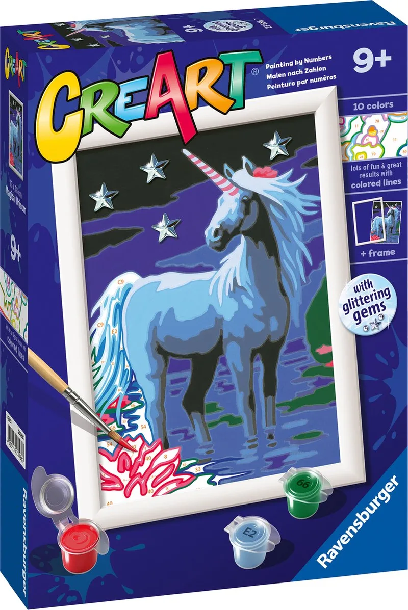 CreArt Magical Unicorn - Schilderen op nummer voor kinderen van Ravensburger in Meerkleurig – productfoto