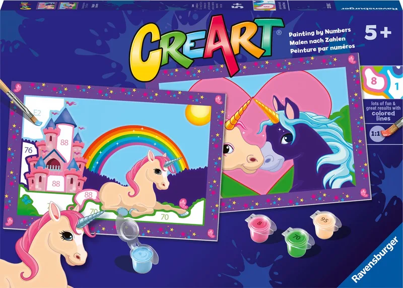 CreArt Magical Unicorns - Schilderen op nummer voor kinderen van Ravensburger in Meerkleurig – productfoto