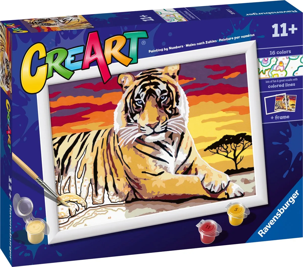 CreArt Majestic Tiger - Schilderen op nummer voor kinderen van Ravensburger in Meerkleurig – productfoto