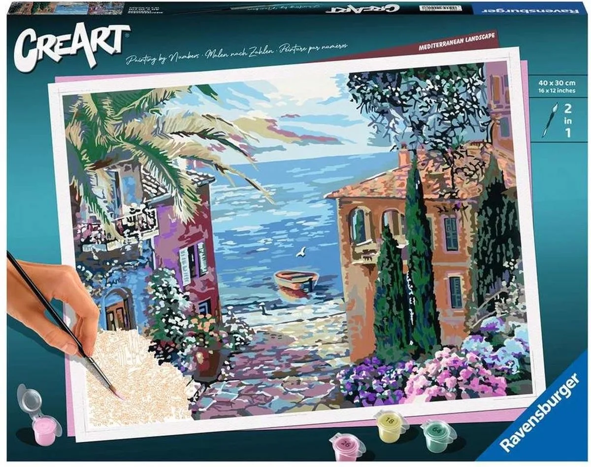 CreArt Mediterranean Landschap schilderen op nummer van Ravensburger in Meerkleurig – productfoto