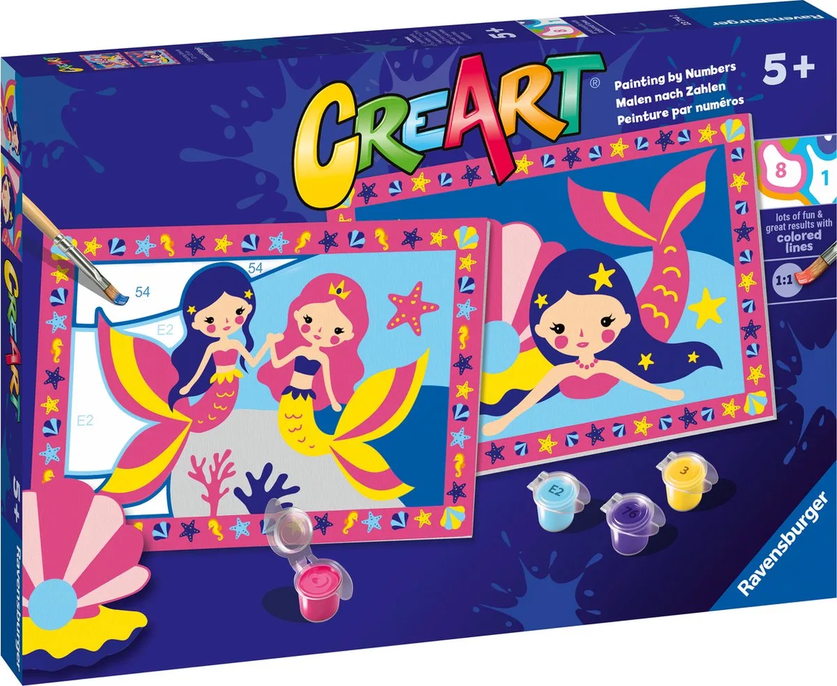 CreArt Mermaid Magic - Schilderen op nummer voor kinderen van Ravensburger in Meerkleurig – productfoto