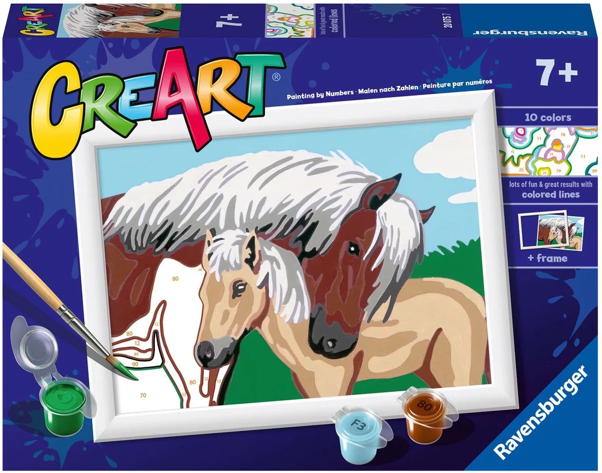 CreArt Mother & Foal - Schilderen op nummer voor kinderen van Ravensburger in Meerkleurig – productfoto