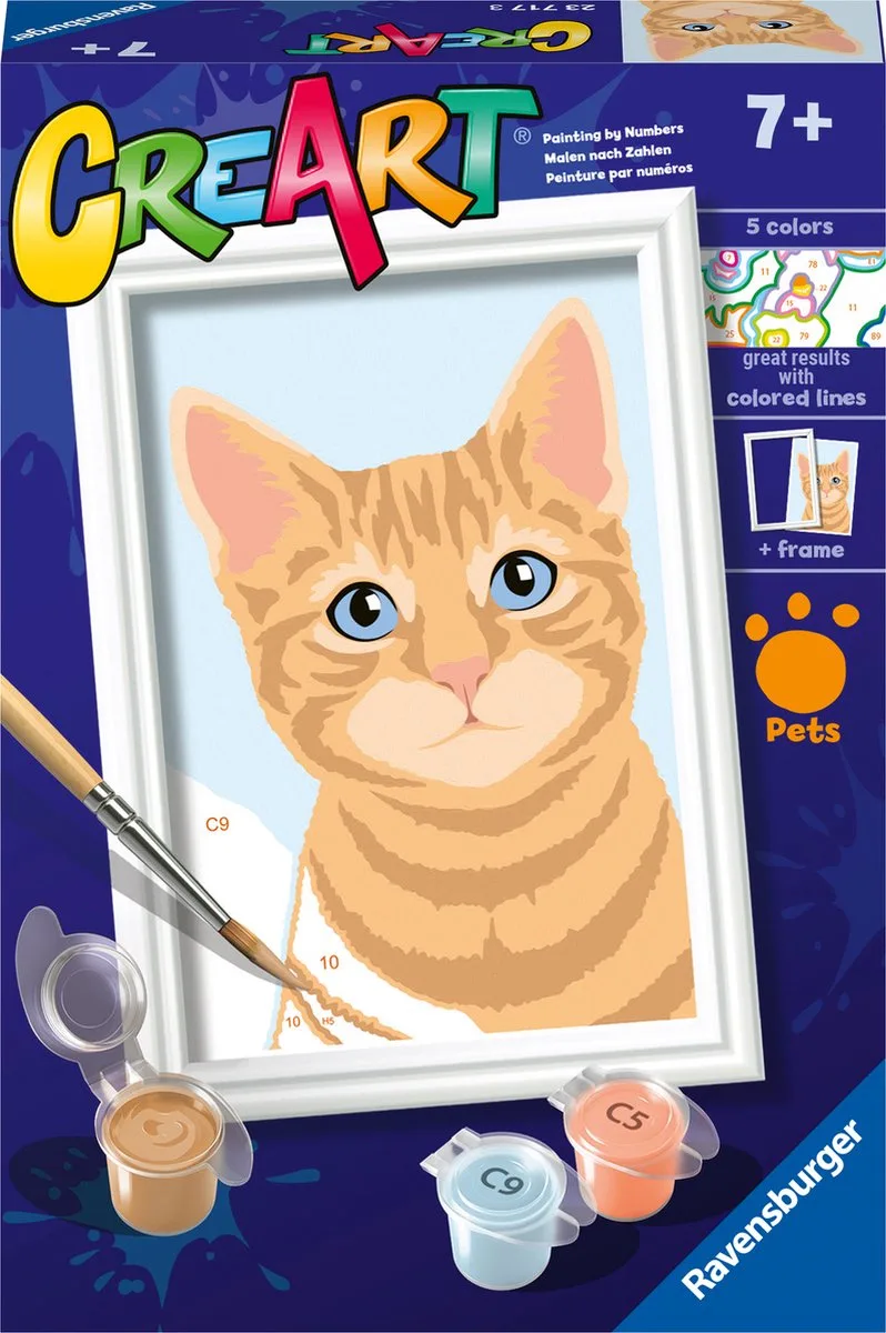 CreArt Orange Tabby - Schilderen op nummer voor kinderen från Ravensburger i Flerfärgad – produktbild