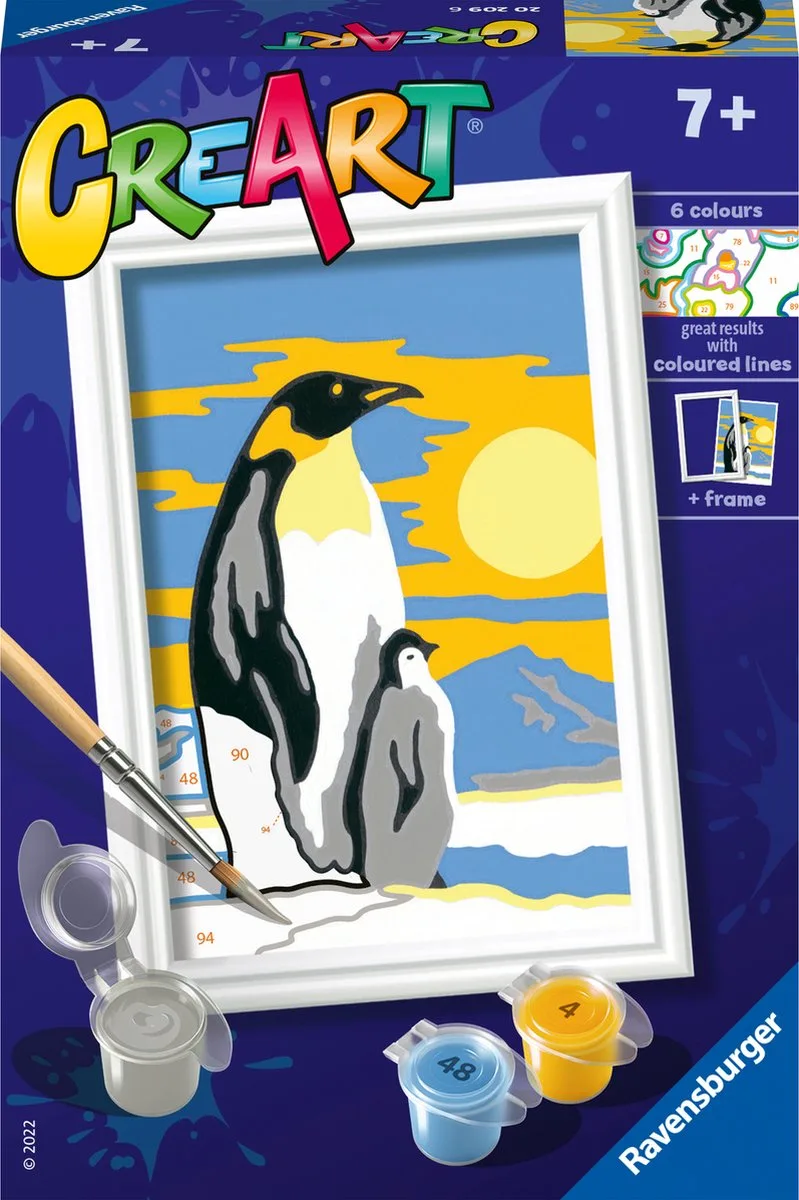 CreArt Penguin Family - Schilderen op nummer voor kinderen van Ravensburger in Meerkleurig – productfoto