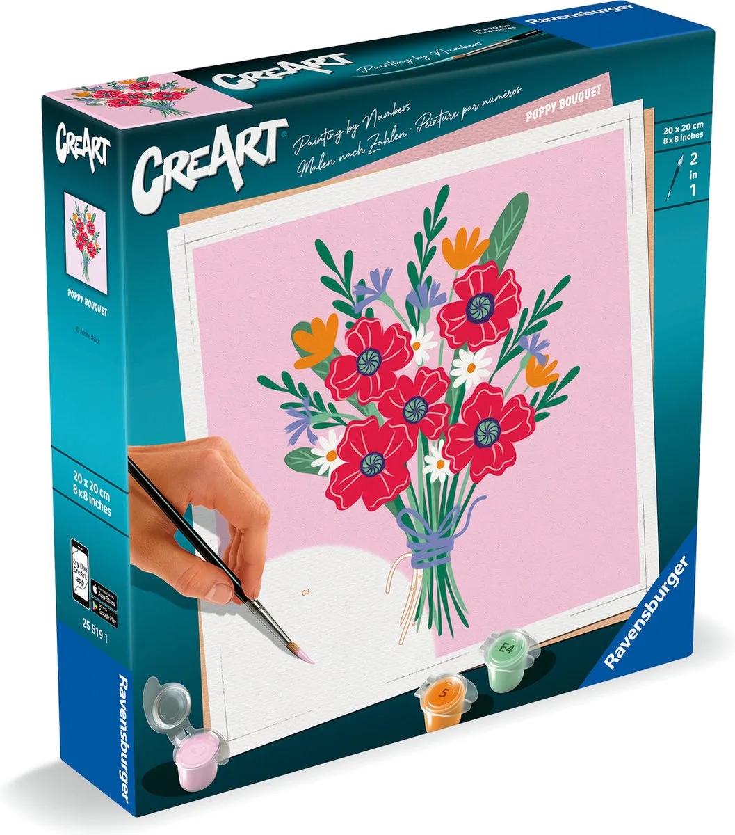 CreArt - Poppy Bouquet - Schilderen op Nummer de Ravensburger en Multicolore – photo du produit