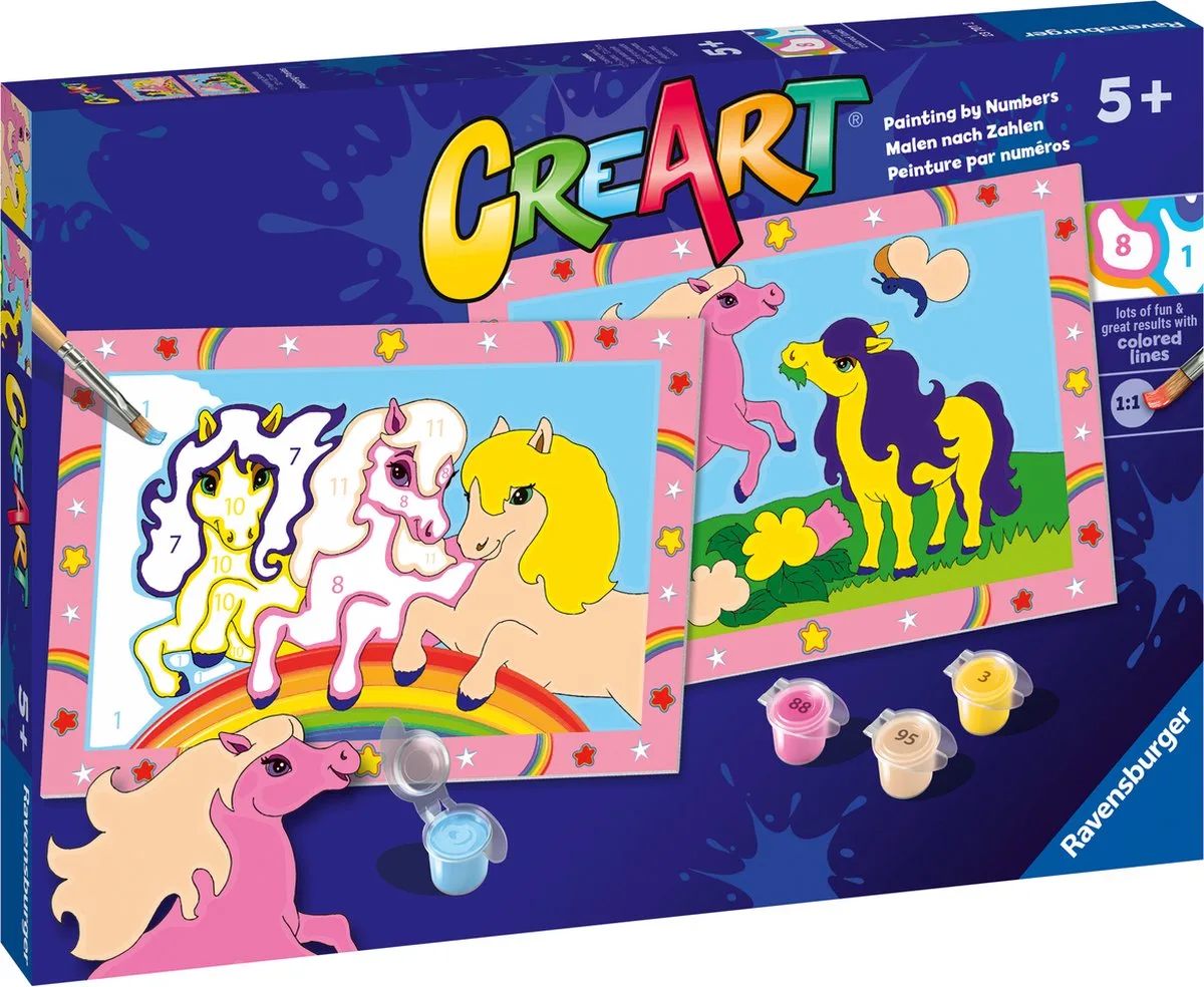 CreArt Prancing Ponies - Schilderen op nummer voor kinderen de Ravensburger en Multicolore – photo du produit
