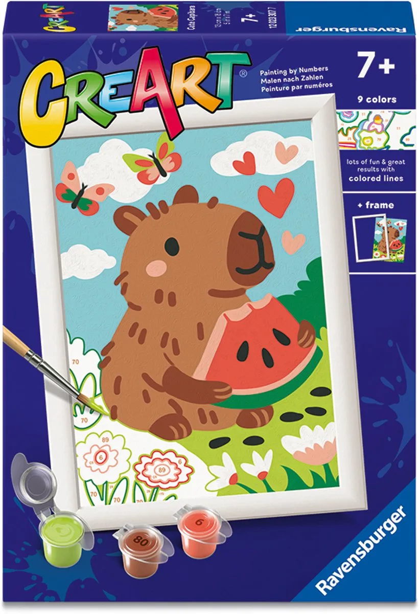 CreArt - Schilderen op Nummer - Kids - Vanaf 7 Jaar fra Ravensburger i Cute Capibara – produktbillede