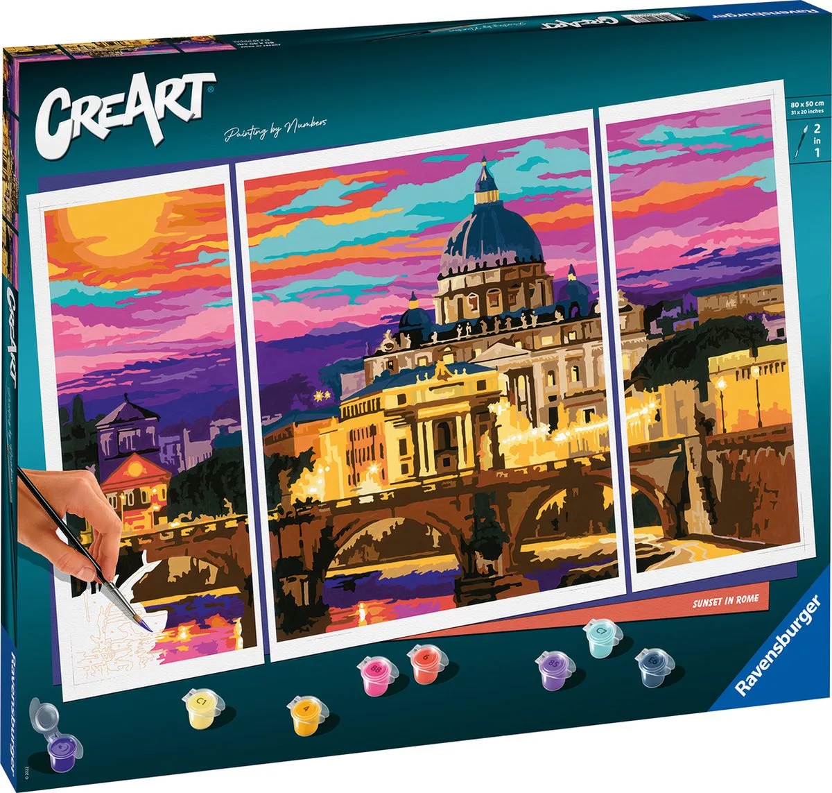 CreArt Sunset in Rome - Schilderen op nummer voor volwassenen fra Ravensburger i Flerfarvet – produktbillede