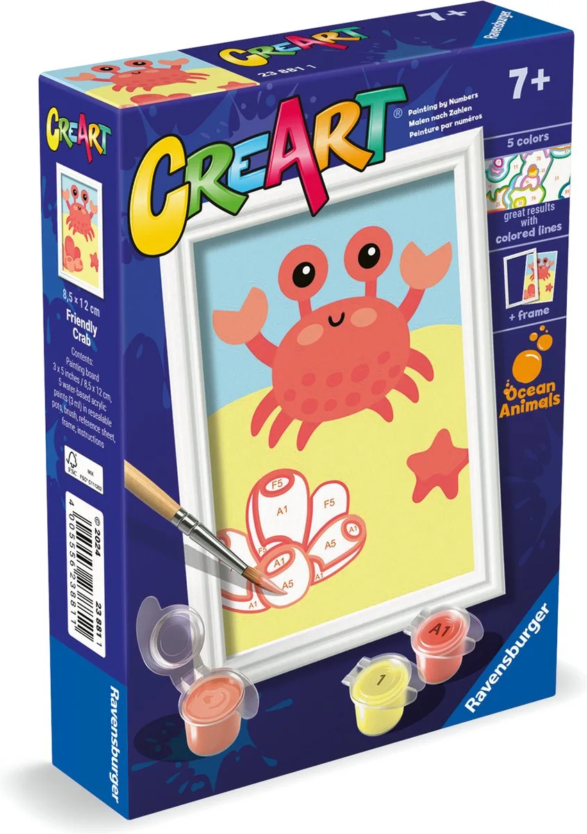 CreArt Trendy Crab - Schilderen op Nummer van Ravensburger in Meerkleurig – productfoto