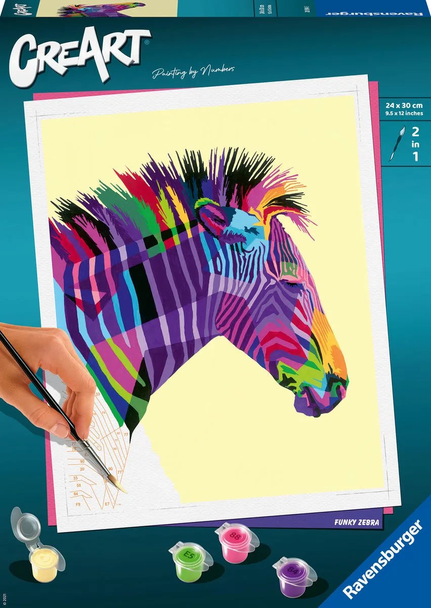 CreArt Zebra - Schilderen op nummer voor volwassenen - Hobbypakket de Ravensburger en Multicolore – photo du produit