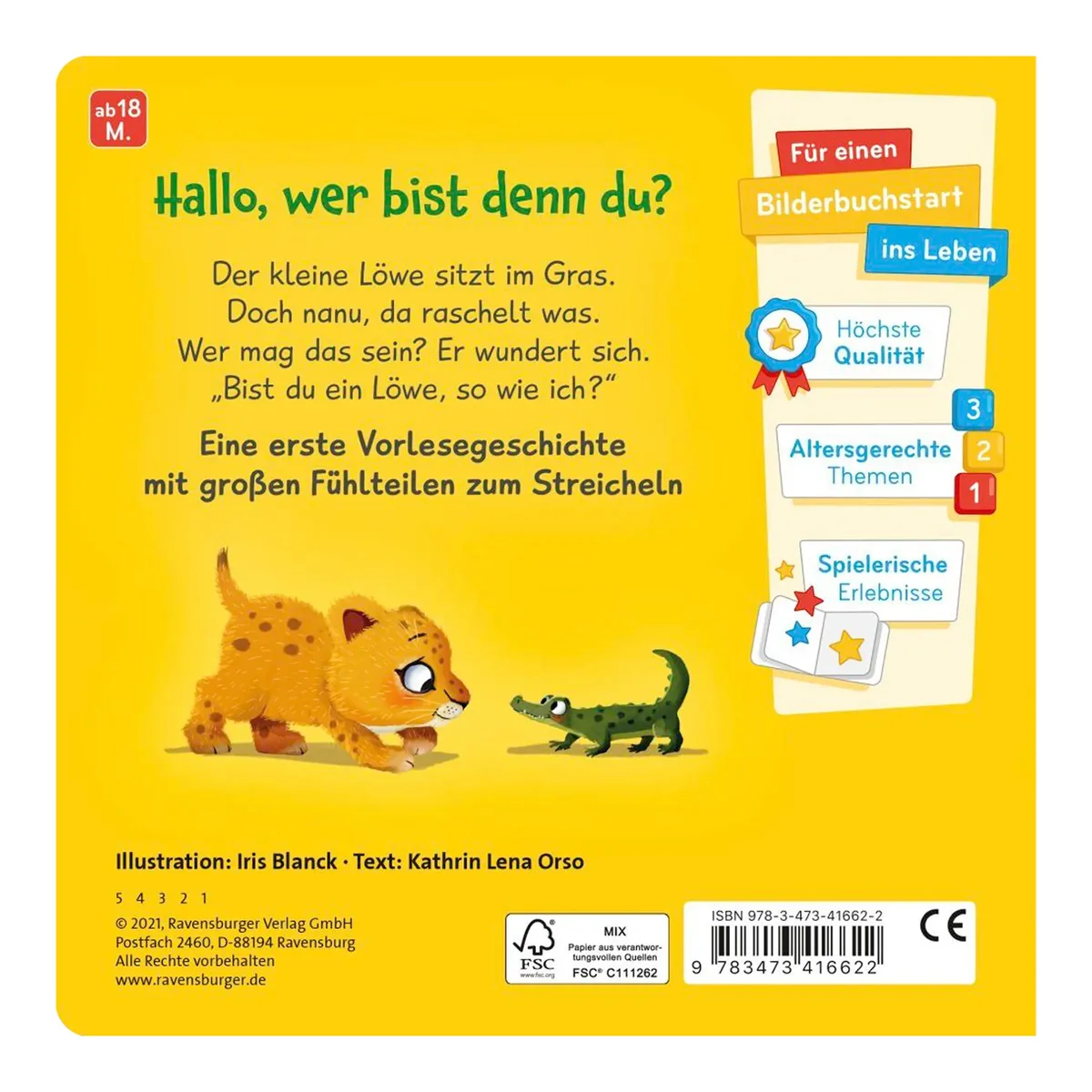 Mein erstes Vorlesebuch Bist du ein Löwe? von Ravensburger in 1,5 × 16,7 × 16,7 mm – Produktfoto