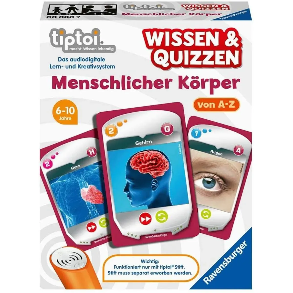 RAVENSBURGER 000080 tiptoi® W&Q Menschlicher Körper D fra Ravensburger – produktbillede