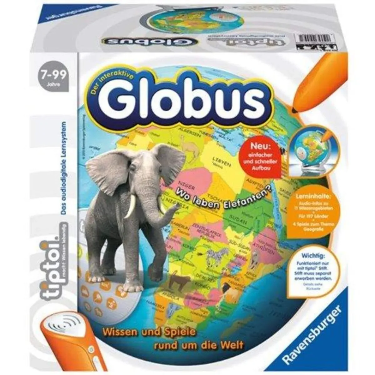 RAVENSBURGER 000558 tiptoi® Der interaktive Globus fra Ravensburger – produktbillede