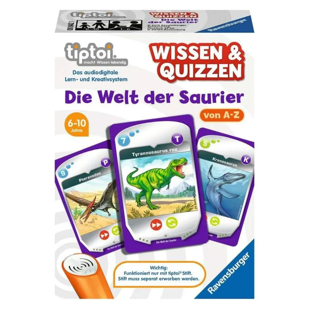RAVENSBURGER 000842 tiptoi® Wissen und Quizzen. Die Welt der Saurier fra Ravensburger – produktbillede