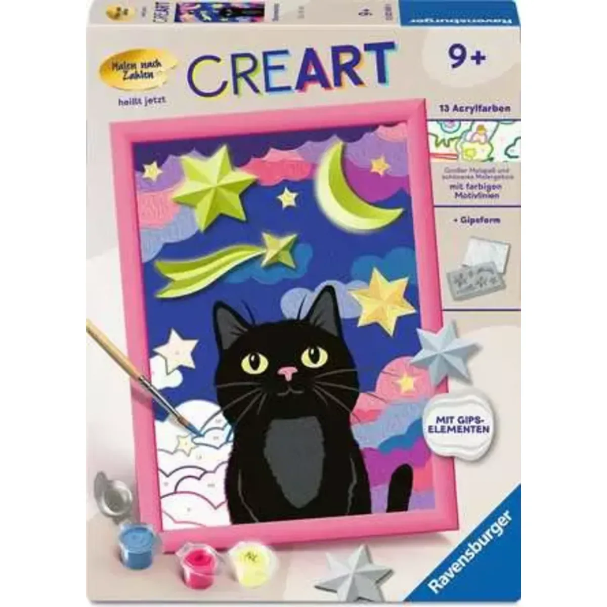 Ravensburger 12023069 CreArt, Malen nach Zahlen mit Gips gießen - Sternenkatze von Ravensburger – Produktfoto