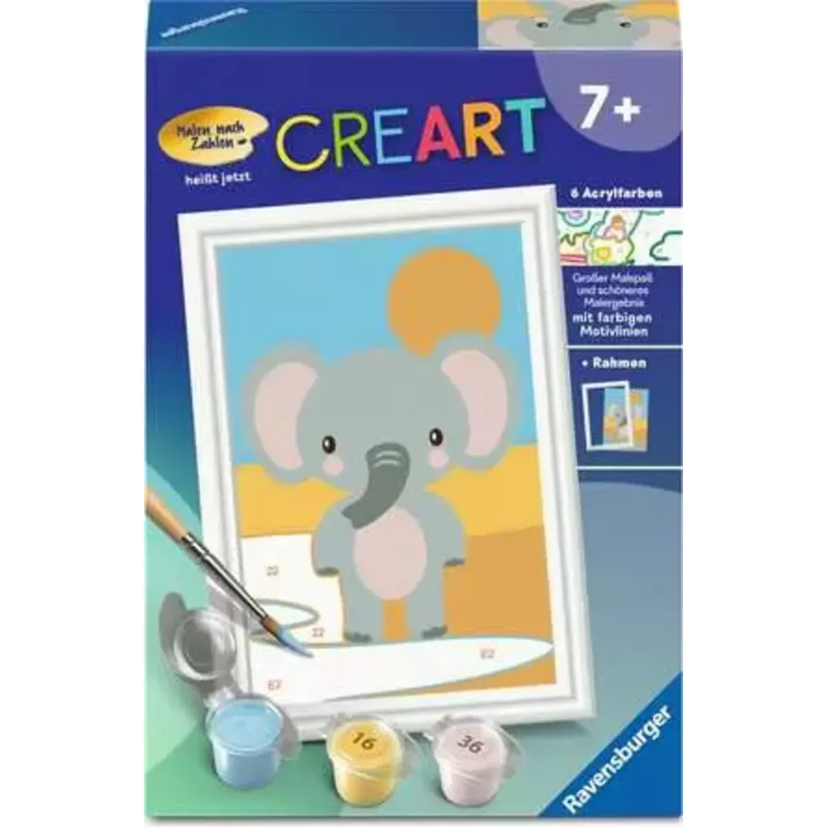 Ravensburger 12023102 CreArt, Malen nach Zahlen Kinder - Süßer Elefant fra Ravensburger – produktbillede