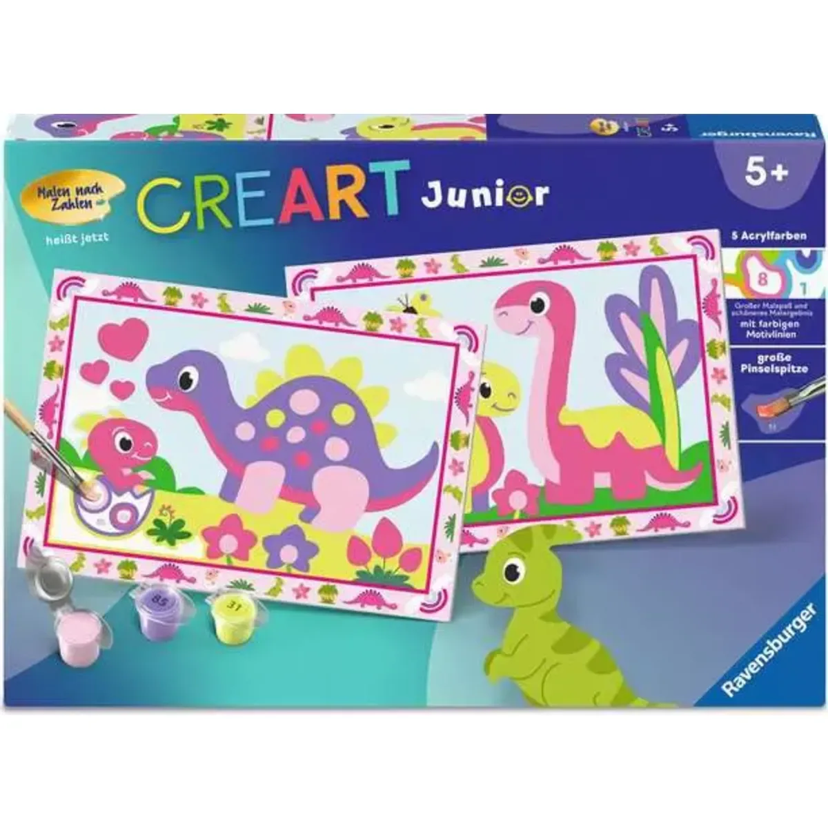 Ravensburger 12023113 CreArt, Malen nach Zahlen Junior - Bunte Dinosaurier de Ravensburger – photo du produit
