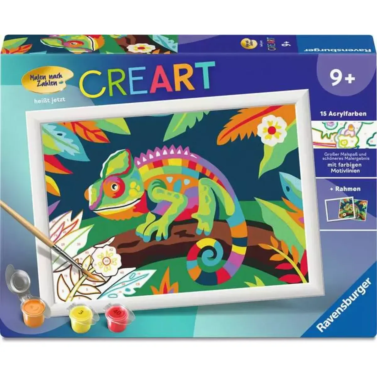 Ravensburger 12023118 CreArt, Malen nach Zahlen Kinder - Farbenfrohes Chamäleon fra Ravensburger – produktbillede